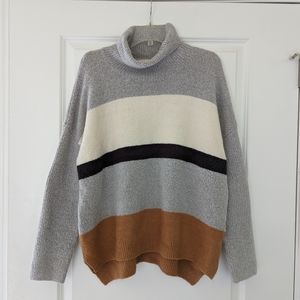 Haley London Womens Striped Turtleneck Sweater - XL
